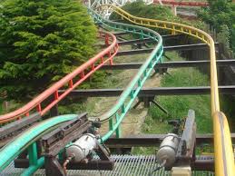 It was designed for the park by mack of germany in 1988. Blackpool Pleasure Beach Steeplechase