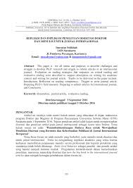 Pdf Refleksi Dan Implikasi Penelitian Disertasi Doktor Dan Menulis Untuk Jurnal Internasional