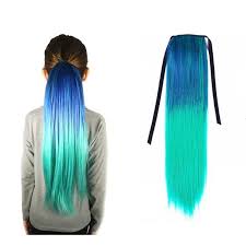 It comes fastened to a small metal comb to make attaching and removing it a breeze. Neptune Teal Blue Aqua Straight Ombre Ponytail Hair Extensions Walmart Com Walmart Com