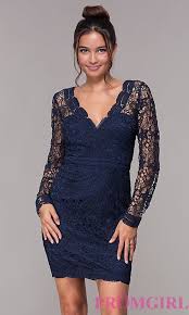 Long Sleeve Short Navy Lace Homecoming Dress Dresses Lace Homecoming Dresses Dress For Short Women