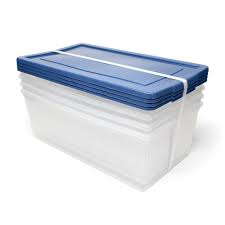 Shop wayfair for all the best blue storage tubs & totes. Tuff Store Shoe Storage Tote In Blue With Clear Base 4 Pack The Home Depot Canada