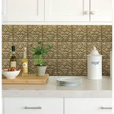 Inhome Restored Tile Brass Peel Stick Backsplash Tiles Walmart Com Peel Stick Backsplash Diy Backsplash Tile Backsplash