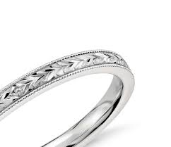 Hand Engraved Wedding Ring In 14k White Gold Blue Nile Classic Wedding Rings Black Diamond Wedding Rings Hand Engraved Wedding Ring
