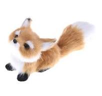 GUDVES Simulation Brown Fox Toy Furs Squatting Fox Model Home Decoration  Animals World with Static Action Figures Plush Mini Fox (Pitching), 6 inches