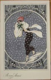 Happy New Year Art Deco Cards Art Deco Illustration Postcard Art