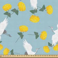 Maybe you would like to learn more about one of these? East Urban Home Ambesonne Yellow Bird Fabric By The Yard Flying Cranes And Flowers Pattern Decorative Fabric For Upholstery And Home Accents Pale Blue Yellow Wayfair