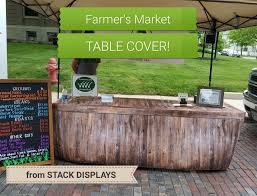 The Perfect Table Cover For A Farmer S Market Or Any Type Of Vendor Event Faux Wood D Farmers Market Table Display Local Farmers Market Farmers Market Display