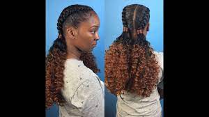 Two Feed In Braids With Curly Ponytails Youtube Feed In Braids Ponytail Feed In Braid Hair Styles