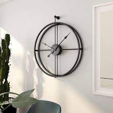 lw collection moderne zwarte klok muurklok zwart wandklok zwart metaal zonder cijfers of letters rond 52cm chique moderne klok muur met lijstjes wandklok