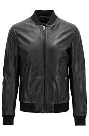 Hugo Boss Regular Fit Leather Bomber Jacket In Matt Nappa Lambskin Black Leather Jackets From Boss For Men In The Official Hugo Boss Online Store Fre Chaquetas