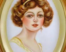 JAYNE COLLINGE Hand-painted Oval Porcelain Portrait Plaque