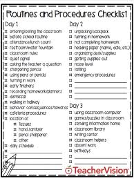 First Days Routines And Procedures Checklist Back To School Checklist School Checklist School Procedures