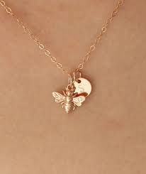 Personalized Bee Necklace Rose Gold Bee Jewelry Honeybee Necklace Bumble Bee Necklace Bee Charm Pendant Birthday Bee Gift Bee Lover Gift Bumble Bee Necklace Bee Necklace Bee Earrings