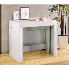 C'est le cas de la table extensible vintage en bois de mindi, qui comporte des rallonges intégrées au plateau pour un gain de place. Console Extensible Le Gain De Place Tendance Au Meilleur Prix Table Console Extensible 12 Couverts Longo 300 Cm Finition Laque Blanc Brillant Avec 5 Allonges Integrees Inside75