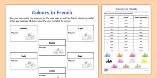 You can do the exercises online or download the worksheet as pdf. French Colours Worksheet Primary Resources