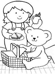Teddy Bear Preparing For Picnic Coloring Sheet Teddy Bear Coloring Pages Bear Coloring Pages Bear Crafts Preschool