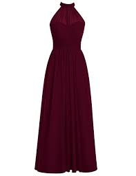 Dresstells Long Bridesmaid Dress High Neck Chiffon Prom Dress With Side Split Burgundy Size 6 Prom Dresses Ball Gown Sleeveless Bridesmaid Dresses Prom Dresses