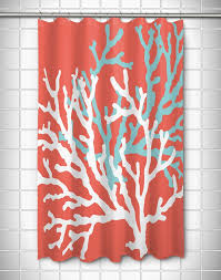 Coral Duo On Coral Shower Curtain Coral Shower Curtains Nautical Shower Curtains Coral Bathroom Decor