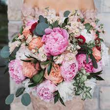 Coral and black wedding bouquets. 40 Perfect Peony Wedding Bouquets