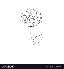 rose flower on white royalty free vector image line art flowers rose line art flower line drawings