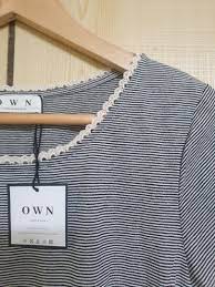 own 歐恩ownown 蕾絲滾邊條紋上衣短袖T, 她的時尚, 上衣, T-shirt在旋轉拍賣
