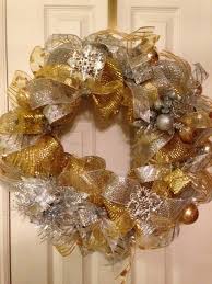 Silver And Gold Christmas Mesh Wreaths Fall Deco Mesh Wreath Deco Mesh Christmas Wreaths