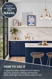 We Re Cooking Up A Fresh Take On Kitchen Cabinet Color Thanks To The Sherwin Williams 2 Blue Kitchen Cabinets Kitchen Cabinet Colors Navy Blue Kitchen Cabinets