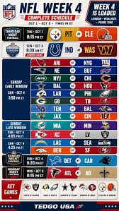 NFL week four schedule of games
