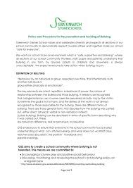 Greenwich Steiner School Gss Prevention And Tackling Of Bullying Policy Page 1 Created With Publitas Com