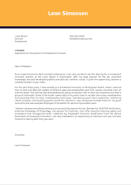 The second key component of your file is the cover letter. Snowboard Instructor Cover Letter Template Kickresume