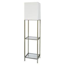 Threshold Floor Lamp With White Shade And Glass Shelves Silver Silver Floor Lamp Floor Lamp With Shelves Glass Shelves