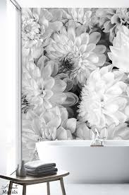 Black And White Floral Wallpaper Bathroom Black And White Flower Wallpaper Flower Murals From Aboutmurals Ca In 2020 White Flower Wallpaper Floral Wallpaper Black Floral Wallpaper