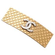 Chanel Barrette Coco Mark Metal Silvery Golden ref.1862904