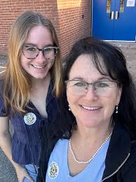 We Voted together wearing our BLUE! (First time Stephanie Gottwals got to  vote in person)💙 #WereNotgoingback