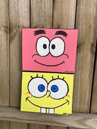 Feather friends is a club that spongebob and patrick create in order to cheer up squidward after he is banned from coming back to thecephalopod lodgein the episode of the same name. Spongebob And Patrick Small Canvas Paintings Nature Paintings Acrylic Diy Art Painting