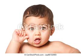 Cute Crianca Polegar Grande Bochecha Olhos Verde Bebe Branca Bochecha Cute Crianca Polegar Conceito Olhos Canstock