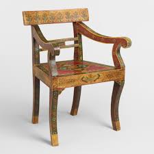 Red Painted Mughal Chair Wood By World Market Vintage Dining Chairs Wood Chair World Market Dining Chairs