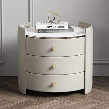Round nightstand with drawers sale, today check back to the night stand from solid hardwood by karen and reading material free shipping on orders. Modern Nightstand Solid Wood Nightstand Round Side Table Beige Nightstand With 3 Drawers Modern Nightstand Wood Nightstand Side Tables Bedroom