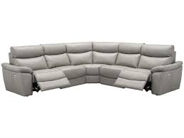 Canapé d'angle en cuir italien 6 places birkin, couleur ivoire, angle gauche. Canape D Angle Relaxation Electrique 5 Places En Cuir Teramo Coloris Gris Clair Smartsdiscount