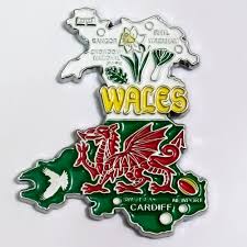 Flag of the golds, galle. Collections Magnet Aimant Frigo O38mm Drapeau Flag Wales Pays De Galles Objets Publicitaires