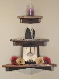 Corner Shelves For Behind The Bathroom Door But In Distressed White Or Driftwood Look Wood Corner Shelves Diy Corner Shelf Decor