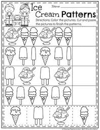Ice Cream Theme Preschool Patterns Worksheet Patternsworksheets Preschoolworksheets Icecream Summer Preschool Activities Preschool Patterns Ice Cream Theme