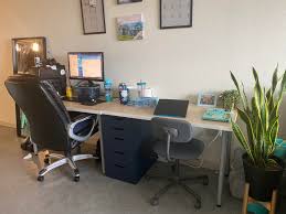 57 7/8 length, 30 3/8 width, 33.6 height, 15 3/8 depth. Great Delivery Process And Now The New Home Office Is All Set Linnmon Alex Desks Ikea