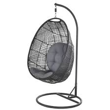 Chaise Suspendue Aspect Rotin Avec Coussin Cadre Robuste En Acier Noir X2f Gris Poids Maximum Supporte 160 Kg 352 Lb Hanging Chair Decor Palawan