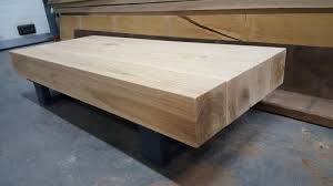 salontafel 150x75x30cm met massief eiken balken en stalen frame salontafel massief eiken balken