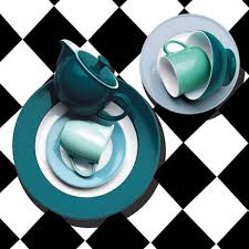 Black And White Combination Background An Exciting Combination Of Different Blue And Green Toned Porcelain Tableware On A Black And Whit Porcelain Tableware Black And White Background Luxury Living