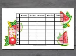 Watermelon School Timetable Printable Template Size A4 This Listing Is A Digital File With Your Personal Details N Printable Stickers Etsy School Planner