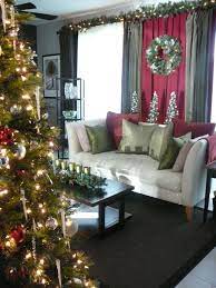 Red living room curtains decorating ideas 9 living room curtains decorating ideas. For Christmas Red And Green Curtains And Putting Garland Above The Curtain Rod Christmas Room Living Room Christmas Lights Christmas Decorations Living Room