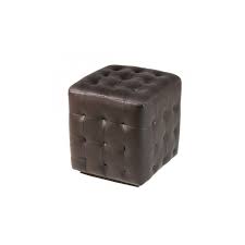 Furniture and accents for every room. Tufted Square Brown Leather Pouf