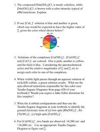 Chromium has different oxidation states +2, +3 , +6. 1 The Compound Mn Oh Ci Is Nearly Colorless Chegg Com